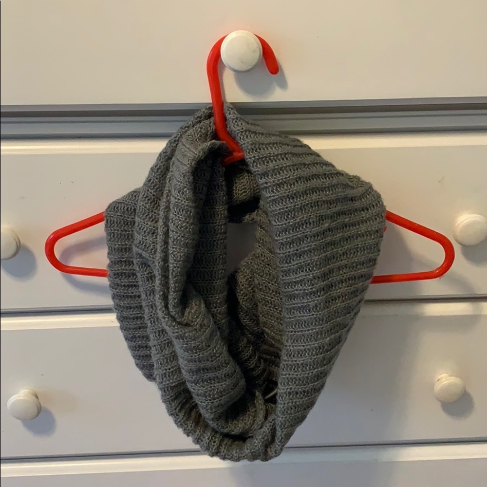 Grey knit infinity scarf